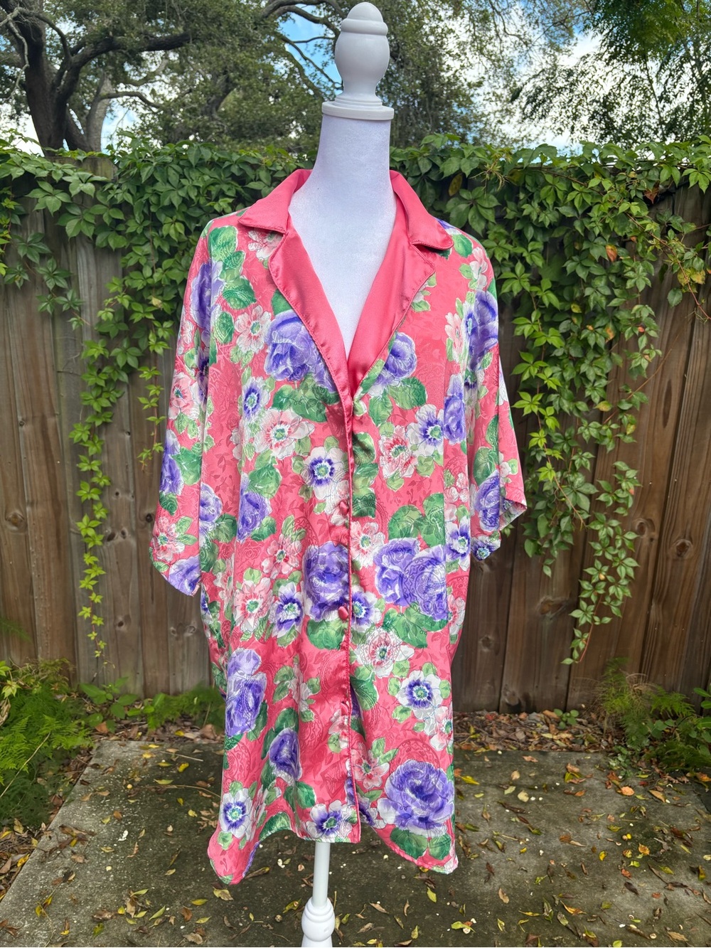 Victoria Secret Gold Label Floral Satin Sleep Shirt M/L